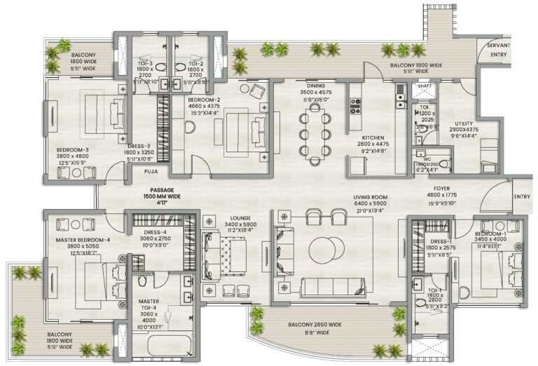 1 BHK Floor Plan